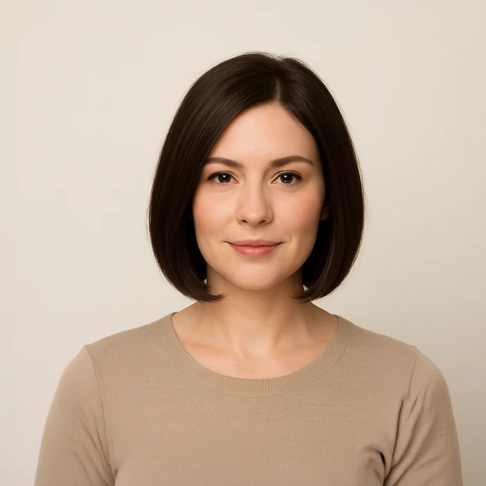 Intérieur de salon de coiffure avec cliente assise dos tourné, cheveux blonds mi-longs aux boucles voluptueuses fraîchement coiffées